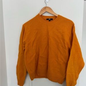 Unisex UNIQLO Orange Lambs Wool Sweater